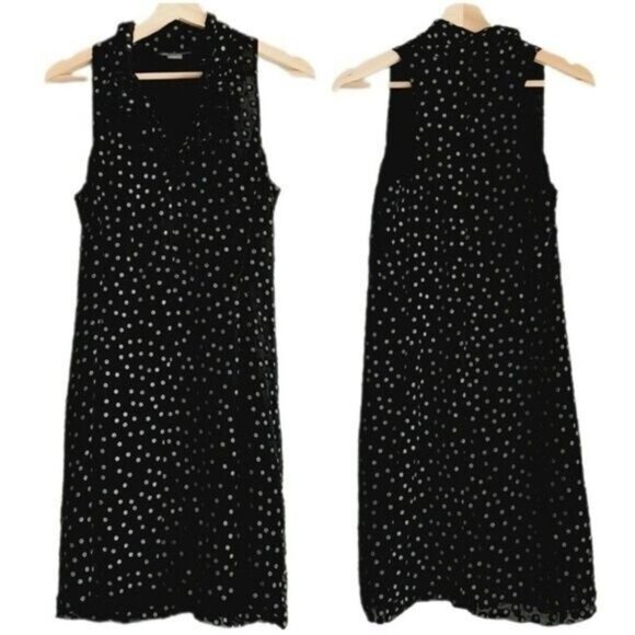 AX ARMANI EXCHANGE / Polka-Dot Sleeveless Dress Textural Dot & Rufle Design Sz S - Picture 2 of 9